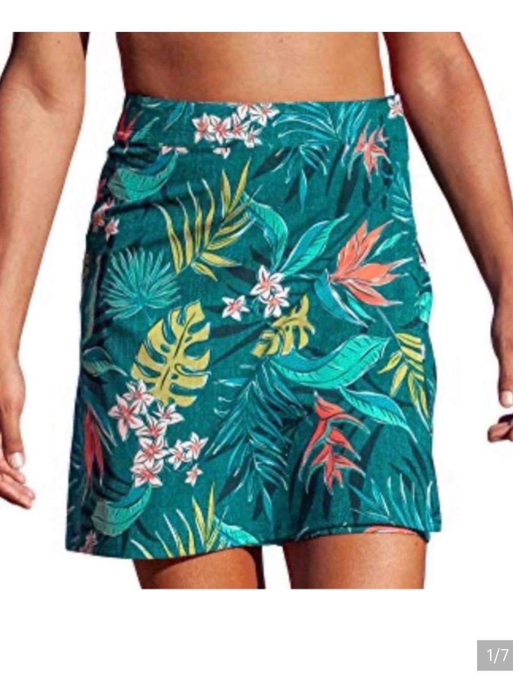 Ripskirt Hawaii Teal Tropical Floral Swim Coverup Skirt 0046